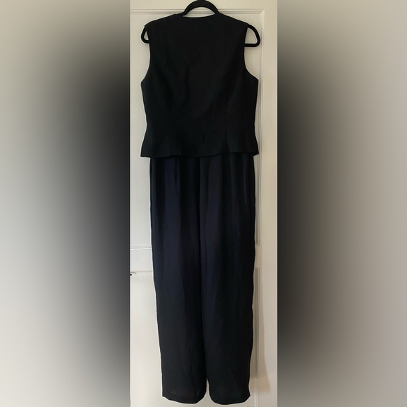 VTG Joseph Ribkoff Black Jumpsuit‎ with Vest and Gold Embroidered Details - Picture 2 of 10